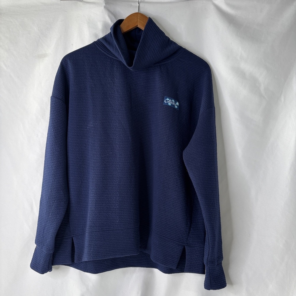Alaska Women's Small Navy Blue‎ Ribbed Turtleneck Pullover Shirt
